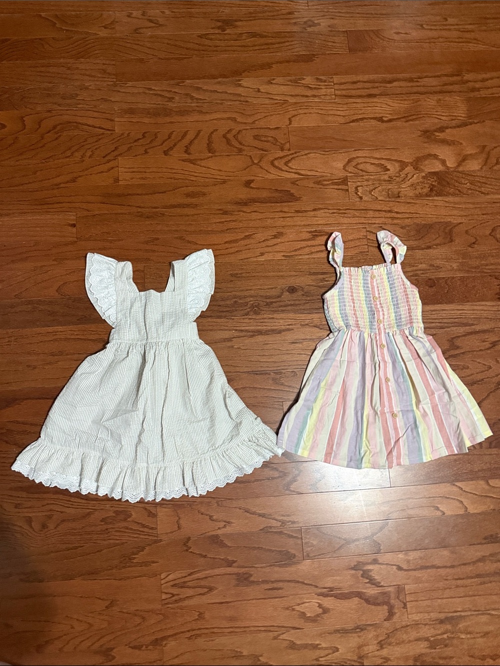 Banana Split White/tan Eyelet Flutter Sleeve Kids Dress